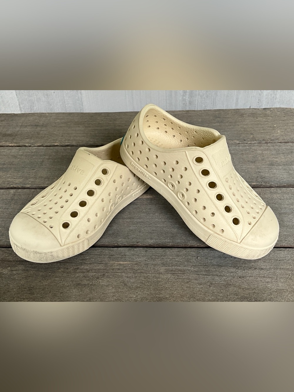 Native Baby Jefferson Kids Sugarlite Slip-On Water Shoes Bone White Sz 5 $53